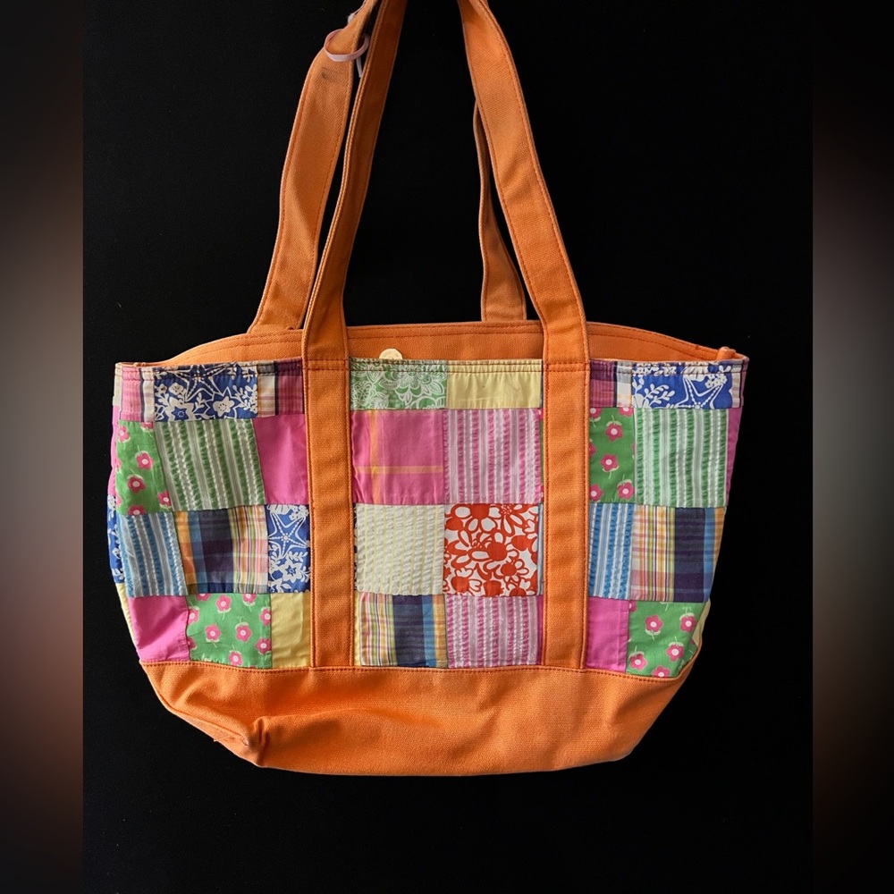 Lilly Pulitzer Patchwork and Orange Canvas Tote